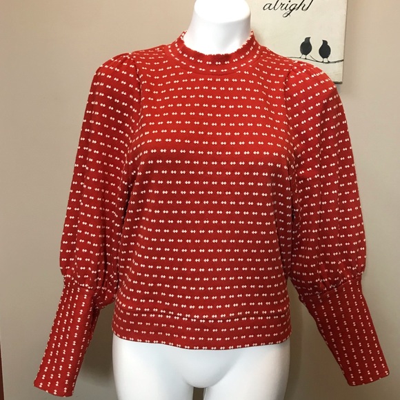 🐲💙 Madewell puff-sleeve Mockneck top - Picture 2 of 9